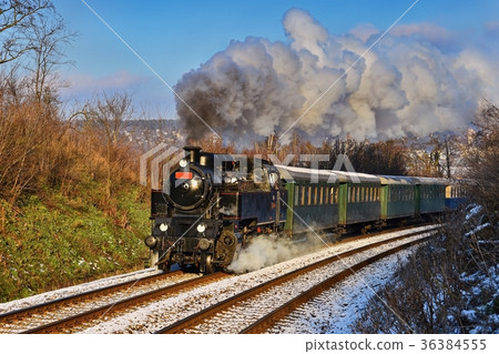 Beautiful old steam train with wagons. Czech rep. 36384555