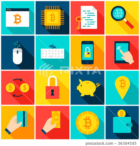 Bitcoin Cryptocurrency Colorful Icons 36384585