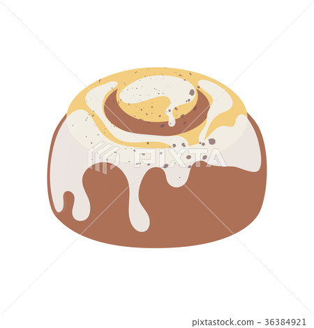Flat icon of sweet cake or baba au rhum with white Flat icon of sweet cake or baba au rhum with white 36384921