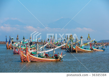 Traditional wooden fishing boats on Bali island Traditional wooden fishing boats on Bali island 36385384