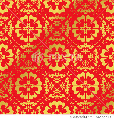 Seamless Golden Red Traditional Chinese Background 36385673