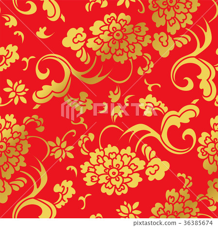 Seamless Golden Red Traditional Chinese Background Seamless Golden Red Traditional Chinese Background 36385674