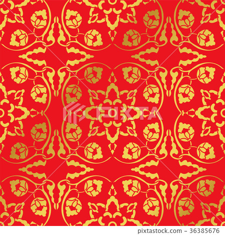 Seamless Golden Red Traditional Chinese Background - Stock Illustration ...