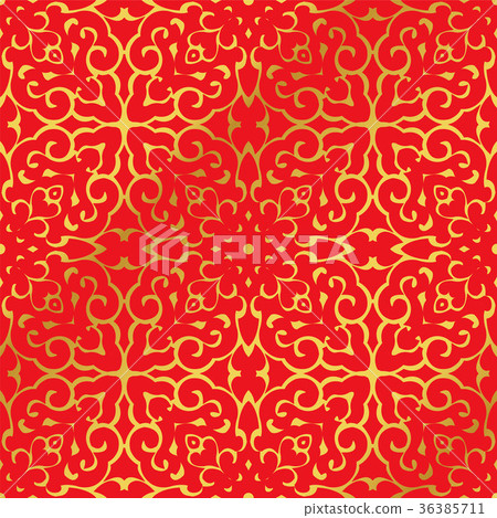 Seamless Golden Red Traditional Chinese Background - Stock Illustration ...