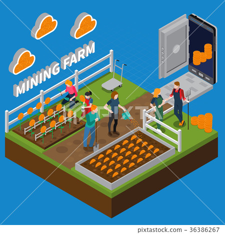 Mining Farm Isometric Composition 36386267