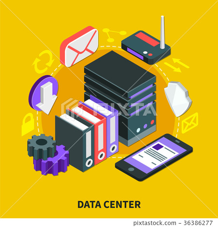 Data Center Isometric Design Concept - Stock Illustration [36386277 ...