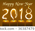 2018 Happy new year greetings card 36387479