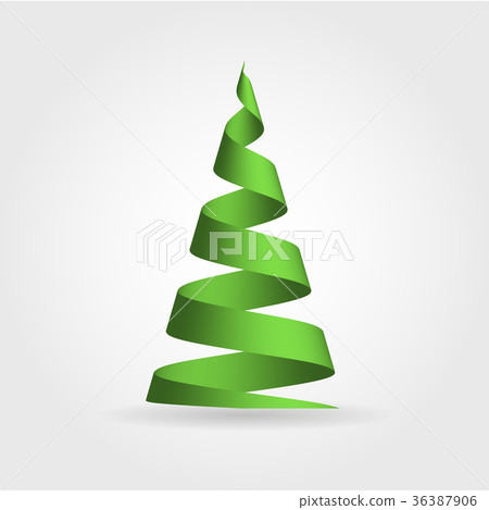 Simple green ribbon in a shape of Christmas tree 36387906