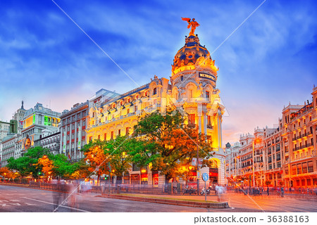 Gran Via Street in Madrid, after sunset 36388163