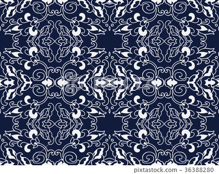 Seamless China blue Plant pattern background Seamless China blue Plant pattern background 36388280