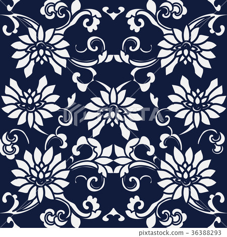 Seamless China blue Plant pattern background Seamless China blue Plant pattern background 36388293