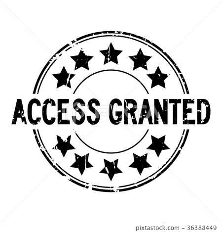 Grunge black access granted round rubber stamp Grunge black access granted round rubber stamp 36388449