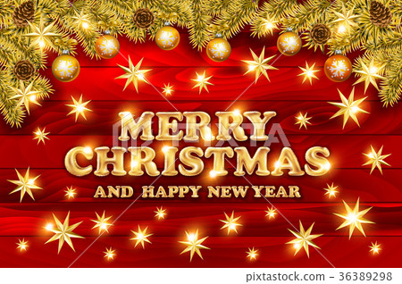 Merry Christmas and Happy New Year lettering  Merry Christmas and Happy New Year lettering  36389298