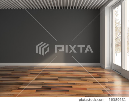 Interior empty room 3D rendering 36389681