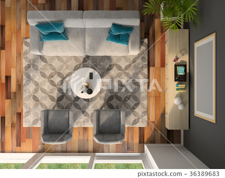 Interior modern design room 3D illustration 36389683