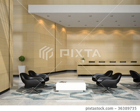 Interior of a hotel reception 3D illustration 36389735