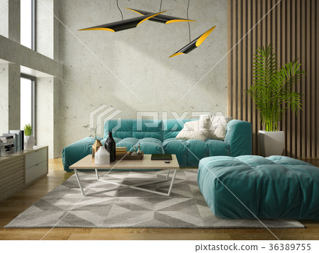 Interior modern design room 3D illustration Interior modern design room 3D illustration 36389755