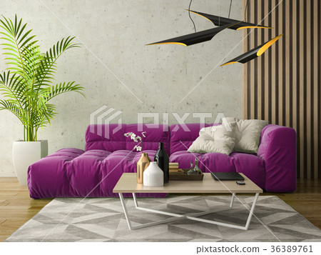 Interior modern design room 3D illustration 36389761