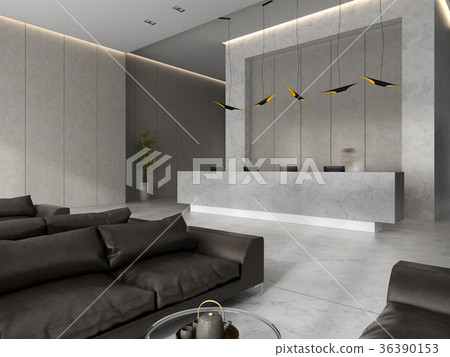 Interior of a hotel spa reception 3D illustration 36390153