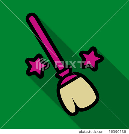 Flat icon with shadow stars broom 36390386