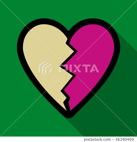 Flat icon with shadow broken heart 36390409
