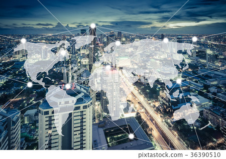 connection and network system concept connection and network system concept 36390510