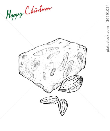 Hand Drawn of Delicious Torrone or Nougat 36391034
