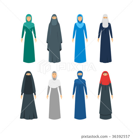 Cartoon Color Middle East Women Religious Apparel Cartoon Color Middle East Women Religious Apparel 36392557