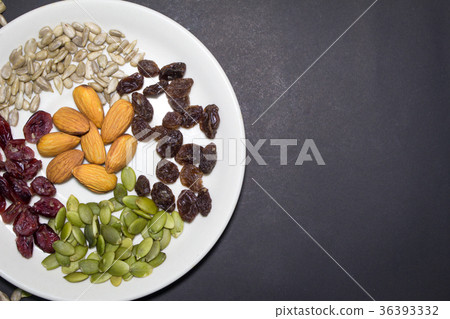 Trail mix in the dish. Trail mix in the dish. 36393332