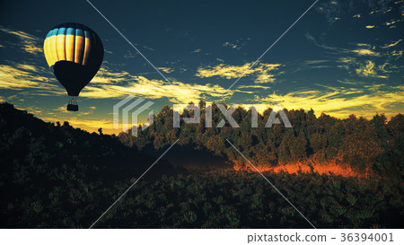 Hot Air Balloons Lush Natural Wilderness Jungle Hot Air Balloons Lush Natural Wilderness Jungle 36394001