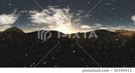 Lush Jungle in the Sunset with Fireflies VR360 36394411