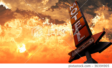 Old Grungy Motel Sign in a Wonderful Sunset Old Grungy Motel Sign in a Wonderful Sunset 36394905