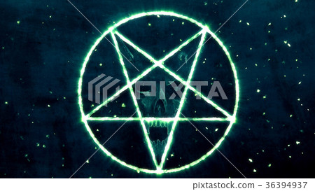Inverted Pentagram Symbol with Face of the Evil Inverted Pentagram Symbol with Face of the Evil 36394937