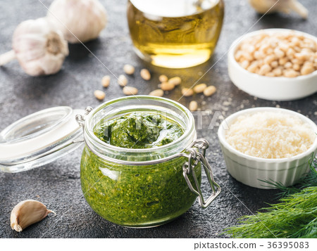 Homemade dill pesto sauce ingredients 36395083