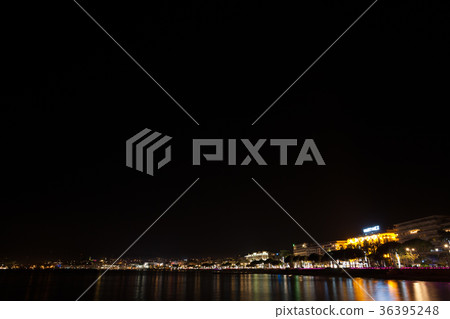 Cannes beach night view, France 36395248