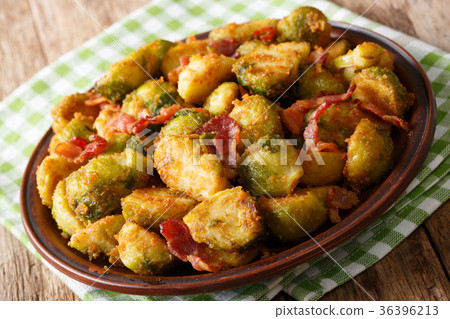 fried in breaded Brussels sprouts with bacon fried in breaded Brussels sprouts with bacon 36396213