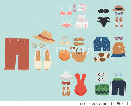 Beachwear bikini vector cloth fashion looks beach 36396833