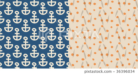 Vintage retro anchor badge vector seamless pattern 36396834