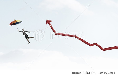 Woman flying on umbrella 36399864