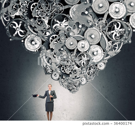 Woman magician with bowler hat Woman magician with bowler hat 36400174