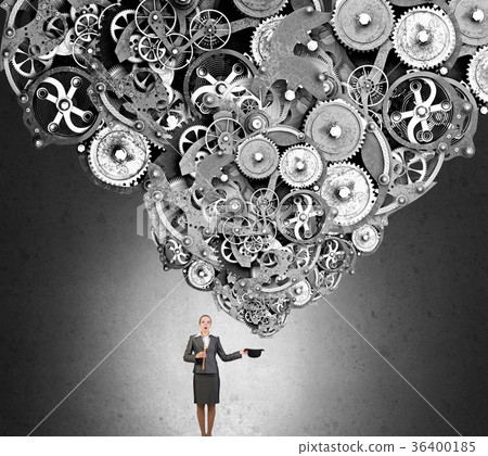 Woman magician with bowler hat 36400185