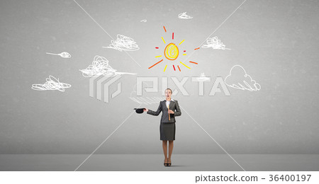 Woman magician with bowler hat Woman magician with bowler hat 36400197