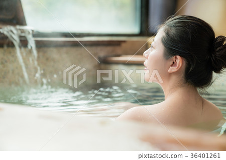 charming girl stay in hot spring water 36401261