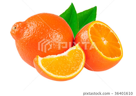 tangerine or Mineola with leaf isolated on white tangerine or Mineola with leaf isolated on white 36401610
