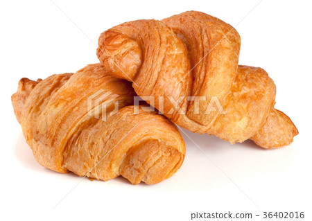two croissant isolated on white background closeup two croissant isolated on white background closeup 36402016
