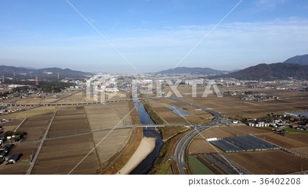 Aerial view Chikushino City, winter morning Housing area and rice field aerial view Chikushino City, winter morning Housing area and rice field Aerial view Chikushino City, winter morning Housing area and rice field aerial view Chikushino City, winter morning Housing area and rice field 36402208