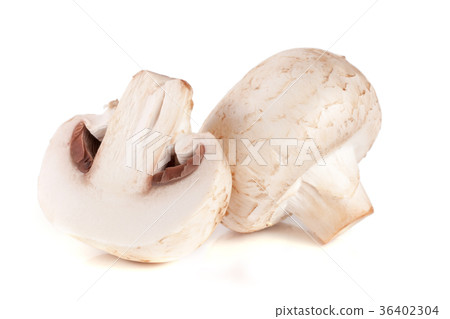 champignon mushrooms and half isolated on white 36402304