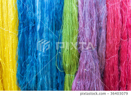 Colorful of Raw silk thread for background 36403079