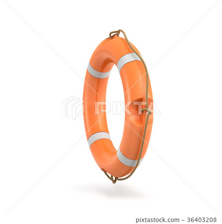 3d rendering of a single isolated orange life buoy 36403208