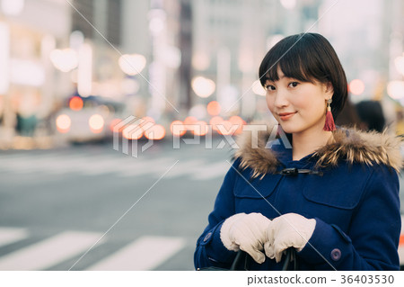 20s women in the street corner Ginza winter 20s women in the street corner Ginza winter 36403530